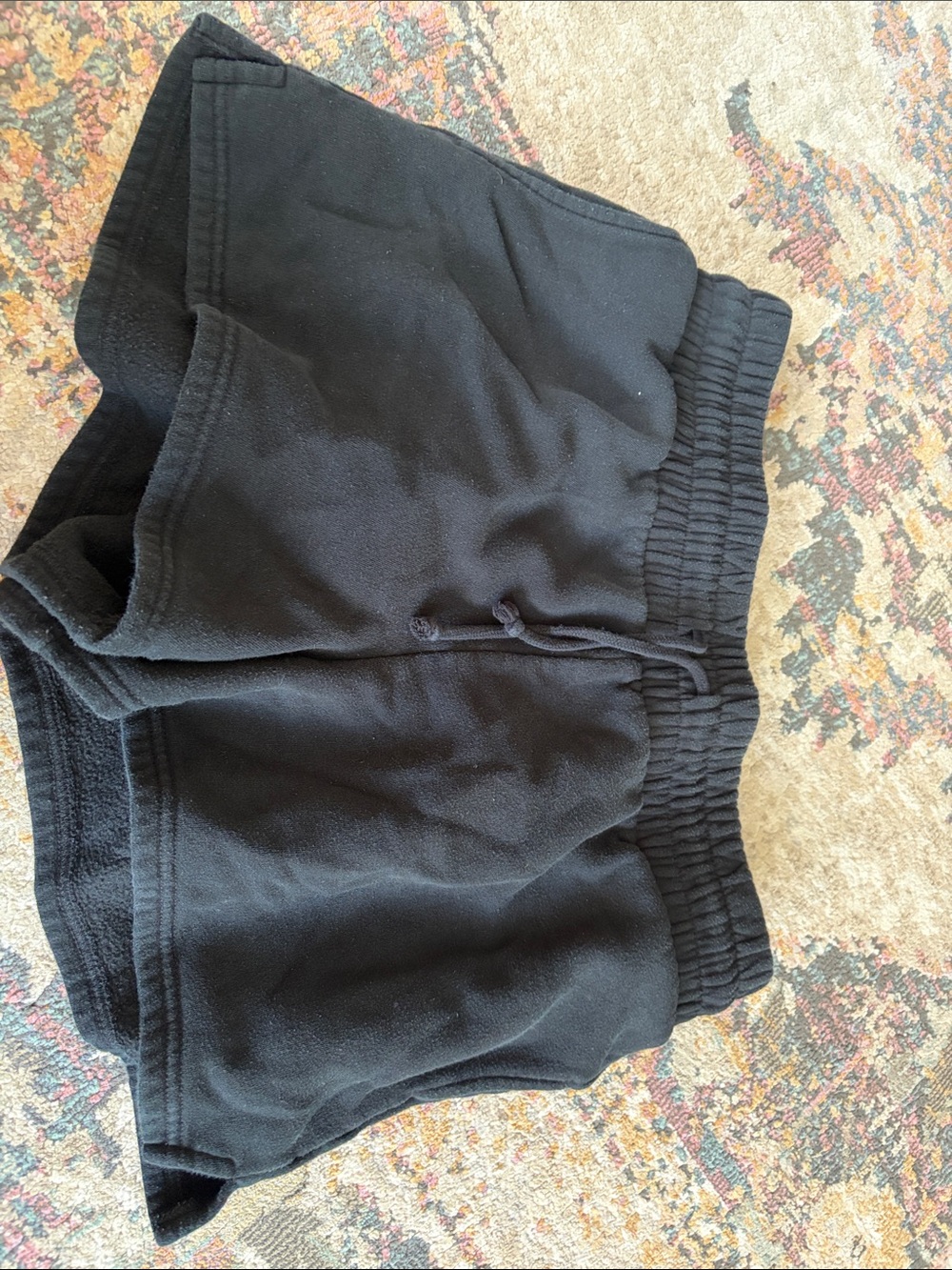 Black Cozy Elastic Waist Athletic Shorts